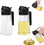 JIANGLAI Glass Olive Oil Sprayer Dispenser Bottle for Kitchen, 2 in 1 Olive Oil Dispenser and Oil Sprayer 16oz/470ml for Cooking, Air Fryer, Salad, Barbecue, 2Pcs (Black)