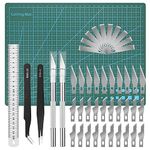 A4 Craft Cutting Tools Knife Set, Exacto Carving Knife Set Includes Cutting Mat, Stencil Knife, Steel Ruler Tweezers for Art Craft, Fabric,Quilting,Sewing,Scrapbooking Project