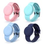 4pcs Kids Wristband for Airtag, Waterproof Soft Silicone Bracelet Holder Compatible with Apple Air Tag Adjustable Watch Band Kids Toddler for GPS Tracking Tagging (4 Colors)