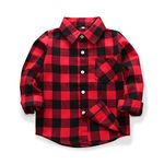 Big Boys' Button Down Plaid Flannel Shirt Tops E001 Red Black Tag 160-9-10 Years