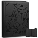 Douper Card Binder for Pokemon Cards, 9 Pocket 540 Cards Trading Cards Games Collection Holder Book Folder with Side-Loading Sleeves (Black)