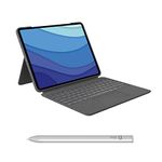 Logitech Combo Touch iPad Pro 12.9-inch (5th, 6th gen - 2021, 2022) Keyboard Case and Logitech Crayon (USB-C) Digital Pencil (2018 releases and later) - Oxford Grey, USA Layout