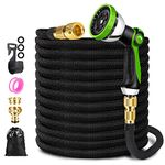 ZARSYN 100FT Garden Hose, Durable Expandable Garden Pipe with 10 Spray Pattern Nozzle & Solid Brass Connectors, Strength Fabric 3750D, Heavy Duty Garden Hose with 4-Layer Latex core-30m/100ft