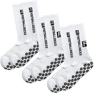 LoQuick Calcetines Fútbol 3 Pares,Calcetines Deportivos Antideslizantes,Transpirables Calcetines de Compresión（39-46）,Calcetines de Agarre para Hombre Mujer,Apto para Ciclismo Baloncesto Running