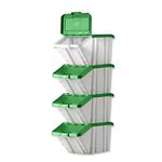 Barton Storage Container Bin 50L 30kg Load W390xD630xH340mm White and Green Lid Ref 052104/4 [Pack of 4]