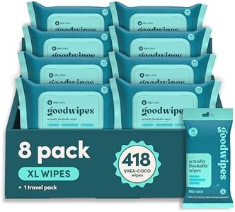 goodwipes Flushable Wipes Bulk Pack, Shea-Coco Adult Wet Wipes for Women & Men, Sewer & Septic Safe, Toilet & Bathroom Essentials, Extra Large, 418 Count (8 Packs and 1 Travel Pack)