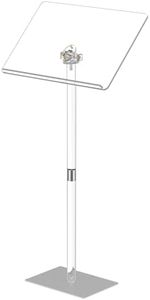 HMYHUM Acrylic Podium Stand, Angle Adjustable, Modern Lecterns & Pulpits for Classroom, Concert, Church, Speech, Easy Assembly, Metal Base, 23.6" L x 15.7" W x 42.3" H, Clear