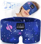 LC-dolida Sleep Mask with Bluetooth Headphones, Silk Eye Mask for Sleeping Side Day Sleepers, 5.4 Bluetooth Silk Sleep Mask Headphones for Women Men with Thin Speaker, Blackout, Comfort