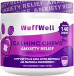 WuffWell Dog Calming Chews - Calming Treats for Dogs with Chamomile, Passion Flower, Valerian Root & Tryptophan - Calming Chews for Dogs Relaxation & Hyperactivity - Calming Bites for Dogs 140 Chews