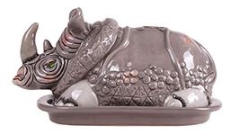 Blue Sky Ceramic 15304 Rhino Butter Dish Home Décor, 7.5"x 4.75"x 4"