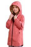 maoo garden Girls Rain Jackets Kids Waterproof Raincoat Lightweight Floral Lining Spring Windbreaker 2112 Red 13-14Y