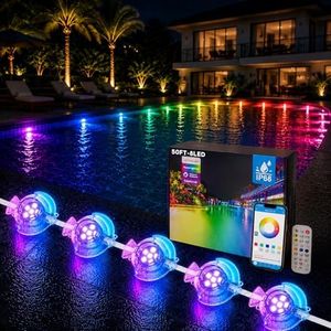 Pool Lights for Inground Pool, 148Ft RGB+IC Plug in 32 LEDSmart Submersible Pool Lights with App & Remote Control, 16M Colors and Music Sync, IP68 Waterproof Underwater Light for Pool Party Decor