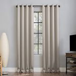 Sun Zero Nordic 2-Pack Theater Grade Noise Reducing Extreme 100% Blackout Grommet Curtain Panel Pair, 52" x 54, Stone Beige