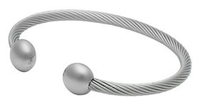 QRAY Silver Deluxe Surgical Steel Golf Athletic Bracelet Men Women C-Shaped Health Wellness Bracelet (Large: 7.75"~8.5")