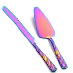 FULLYWARE Rainbow Cake Cutting Set, Stainless Steel Cake Knife and Server Set, Cake Pie Cutter Set for Wedding, Birthday, Party