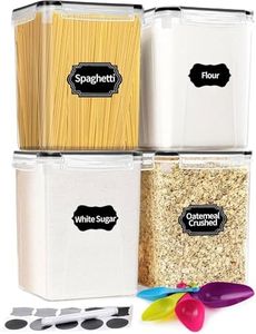 4Pcs Flour Sugar Storage Containers Large Food Storage Containers With Lids Airtight 5.2L /176oz Baking Supply And Dry Food Storage Canisters BPA Free Plastic Canisters For Kitchen Pantry Organization