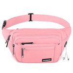 CXWMZY Fanny Packs For Women & Men Waist Pack Hip Bum Bag with Multi-Pockets Large Capacity Waterproof Casual Bum Bag for Disney Traveling Casual Cycling Running Hiking, Pink, One Size, Modern