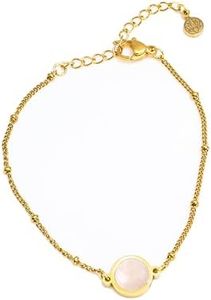 SIMPLÍ BASIC 18k Gold Plated Chain Bracelet with Natural Rose Quartz Stone | Chain Bracelet | Adjustable Bracelet | Friendship Bracelet | Good Luck | Handmade | Gifts for Women | Gift Box