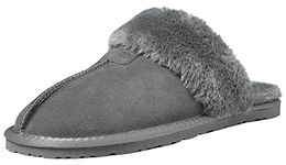 Shenduo Men's Furry Fur Slippers 8/9UK Winter House Slippers for Men Gray 42/43EU D9624