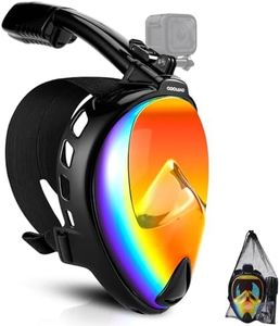 Odoland Snorkel Mask, Full Face Snorkeling Mask, 180 Degree Panoramic View Diving Mask with Camera Mount, Dry Top System Anti-Leak Anti-Fog Diving Mask for Adult, Men Women, Orange, S/M