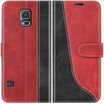 Mulbess Phone Case for Samsung Galaxy S5 / S5 Neo - PU Leather Wallet Case - Magnetic Protective Flip Cover with Credit Card Slot - Wine Red