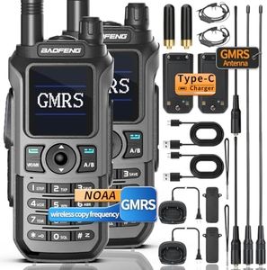 BAOFENG GMRS Radio GM21 GMRS Handheld Radio Long Range Walkie Talkies for UV-5R GMRS Rechargeable Two Way Radio 999 Channels,NOAA Weather Receiver,Copy Frequency with Battery USB-C Charger (2 Pack)