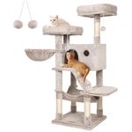 Feandrea Cat Tree, Cat Tower for Large Cats, Ultra-Soft, White-Brown Ombré PCT162M01