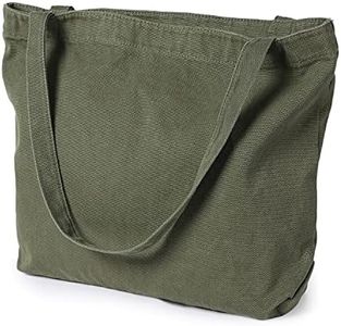 Etercycle Sac fourre-tout en toile pour femme - Style décontracté - Grande capacité - Avec poche intérieure - Pour l'école, le shopping, le travail, les voyages, Vert, L, Hobo