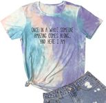 BLACKMYTH Women Graphic Tie Dye Tee Shirts Cute Tops Blue Purple Red X-Large