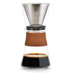 GROSCHE Amsterdam Glass Pour Over Coffee Maker - Single Cup Manual Dripper Brewer w/Removable Glass Top & Permanent Stainless Steel Filter - 27.6 fl oz - Ideal for Home, Camping, & On-the-Go Brewing