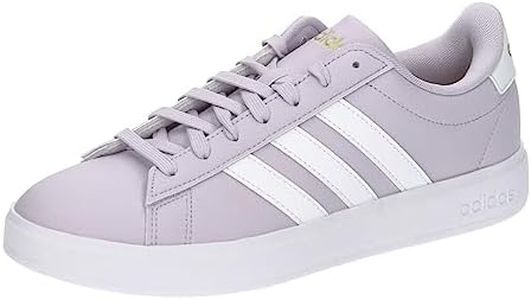 adidas Women's Grand Court 2.0 Tennis Shoe, Silver Dawn Ftwr White Gold Met, 9 US