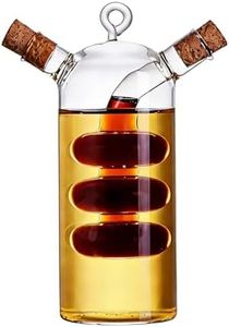 ELETON 2 in 1 Glass Oil and Vinegar Bottle – Borosilicate Cruet with Triple-Bubble Inner Chamber, Dual Dispenser for Olive Oil & Balsamic, Cork Stopper