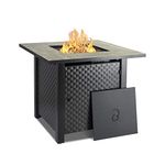 Camplux 30 Inch Propane Fire Pit Table, Outdoor Gas Fire Table with Lid & Lava Rock, Ceramic Tabletop, 50,000BTU Automatic Ignition, ETL Certification, Square Firepit 2-in-1 Functional