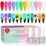 SAVILAND Glows in The Dark Gel Nail Polish Set - 12 Colors Gel Polish Luminous Neon Gel Polish Set Soak off U V Glow Effect Gel Polish for DIY Nail Art Design, Gifts for Women