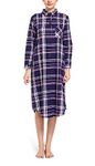 CHUNG Women Nightdress Brushed Cotton Flannel Nightshirt Long Nightwear Nighties Cozy Thick Winter (Medium, Purple Plaid 21)