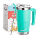 Mollcity 16 oz Tumbler Stainless Steel Double Wall Vacuum Insulater Coffee Tumbler with Lid and Straw-Reusable Travel Mug Cup for Women(Teal)