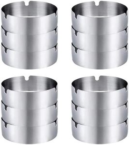 Pack de 12 Ceniceros, Ceniceros, Cenicero Redondo de Acero Inoxidable, Cenicero de Acero Inoxidable de 8cm para Bares, Restaurantes y Dormitorios, para Uso Interior y Exterior