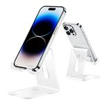 Urmust Acrylic Phone Stand for Desk Transparent Cell Phone Stand, Clear Phone Holder for Desk, Office Desk Accessories,Desk Decor, Phone Accessories, Compatible with iPhone 14 13 12 Pro Max Plus