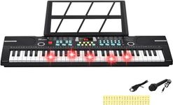 24HOCL Keyboard Pianos 61 Lighted Keys, Musical Digital Teclado Piano keyboards 100 Rhythms LCD Display for Kids Adult Beginners (Black)