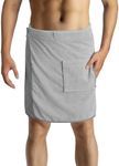 HOMELEVEL Men's Sauna Kilt - Bath Towel for Spa - Cotton Gym Towels for Men - with Hook-and-Loop Fastening & Pocket - Light Grey & Anthracite