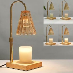 YODEWA Candle Warmer Lamp with Timer and Dimmer Wood Base, Modern Electric Candle Lamps Warmer for Jar Candles, Home Decor Gifts for Daughter/Mom/Women (Clear)