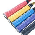 Senston 5 Pack PU Racquet Grip Tennis, Badminton, Squash Anti Slip Perforated Super Absorbent Overgrip Replacement Handle Grip Wrap Tape