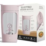 Autofy Electric Shaker for Gym Protein Shaker Bottle 100% Leakproof Design Multipurpose Use Coffee Lassi Milkshake BCAA Mixing Home Office Workout use *60 Mins Runtime* Anti-Skid Base (Pink - 650ml)
