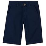 CityComfort Boys Chino Shorts with Adjustable Waist, Breathable Cotton (Navy, 9-10 Years)