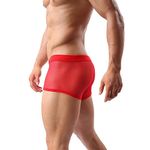 Drelaar Men's Soft Fishnet Transparent Underwear Boxer Shorts Sexy Breathable Trunks Medium Red