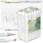 Colorya 28 Pastel Colour Art Markers for Artists - Alcohol Markers with Dual-Tip + Carry Bag Included - Alcohol Pens for Colouring Books for Adults, Sketching, Drawing