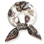 PoeticEHome 100% Mulberry Silk Neck Scarf 21"x21" Small Square Scarfs for Women Gift Packed, Z3 - White Leopard, 21"x21" (53x53cm)