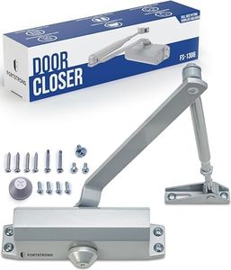 FORTSTRONG Door Closer (Silver) - Automatic Door Closer Commercial or Residential - Adjustable Grade 3 Size Spring - UL Listed ADA Commercial Hydraulic Door Closers Certified