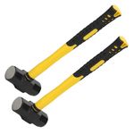 MANCHAP 2 PCS 14 Inch 3lbs Sledge Hammer with Fiberglass Handle, Drilling Crack Hammer, Club Hammer Tool for Demolition, Construction, Renovation, Yellow