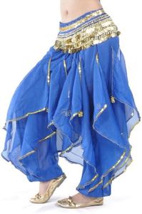 BellyLady Pantalones harén para danza del vientre, tribales, holgados, árabes, para Halloween, azul marino, Talla única